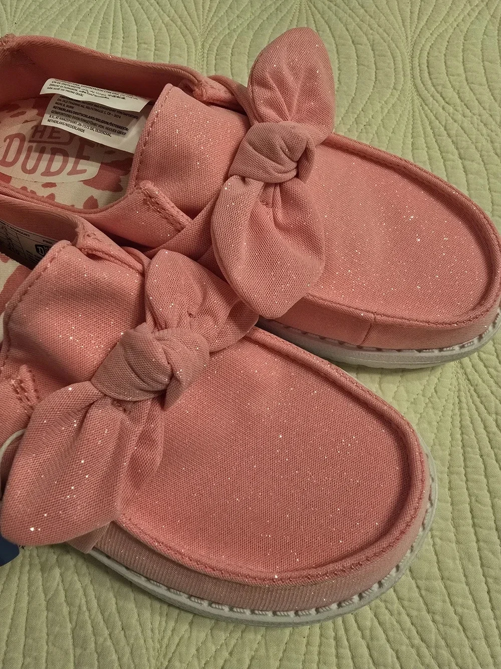 NWT Hey Dude Girls Wendy Bow Y Stardust Slip On Sneakers